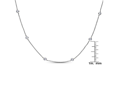 Clear Cubic Zirconia, Rhodium Plated over Sterling Silver Accent Necklace