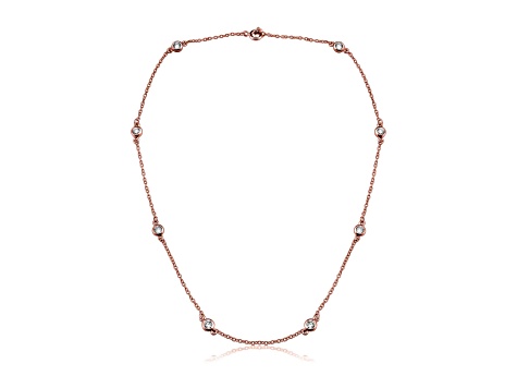 Clear Cubic Zirconia, 18K Rose Gold Plated over Sterling Silver Accent Necklace