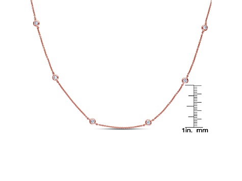 Clear Cubic Zirconia, 18K Rose Gold Plated over Sterling Silver Accent Necklace