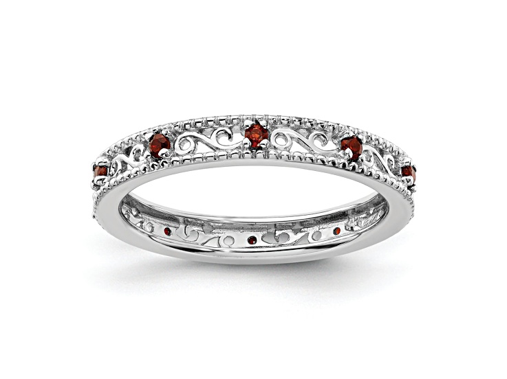 Sterling Silver Stackable Expressions Garnet Ring 0.22ctw