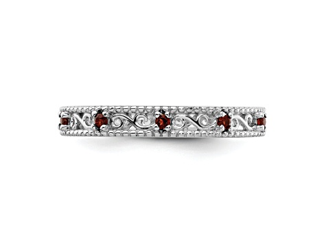 Sterling Silver Stackable Expressions Garnet Ring 0.22ctw
