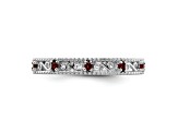 Sterling Silver Stackable Expressions Garnet Ring 0.22ctw