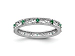 Sterling Silver Stackable Expressions Lab Created Emerald Ring 0.14ctw