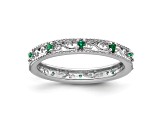 Sterling Silver Stackable Expressions Lab Created Emerald Ring 0.14ctw