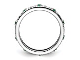 Sterling Silver Stackable Expressions Lab Created Emerald Ring 0.14ctw