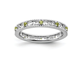 Sterling Silver Stackable Expressions Peridot Ring 0.16ctw