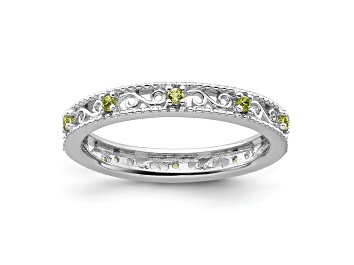 Picture of Sterling Silver Stackable Expressions Peridot Ring 0.16ctw