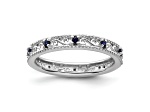 Sterling Silver Stackable Expressions Lab Created Sapphire Ring 0.2ctw