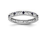 Sterling Silver Stackable Expressions Lab Created Sapphire Ring 0.2ctw
