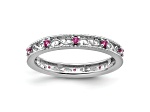 Sterling Silver Stackable Expressions Lab Created Pink Sapphire Ring 0.21ctw