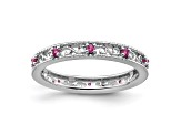 Sterling Silver Stackable Expressions Lab Created Pink Sapphire Ring 0.21ctw