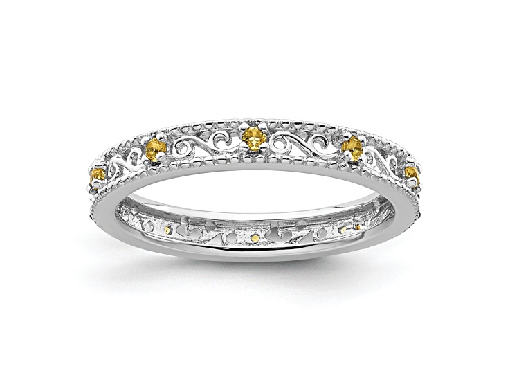 Sterling Silver Stackable Expressions Citrine Ring 0.15ctw