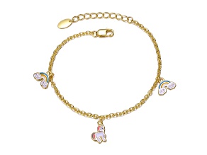14K Gold Plated over Sterling Silver with Rainbow and Horse Charm Bracelet for Kids