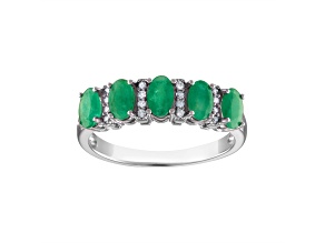 Green Emerald Sterling Silver 5-Stone Ring 1.38ctw