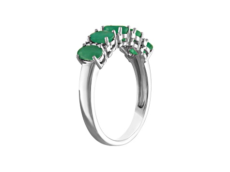 Green Emerald Sterling Silver 5-Stone Ring 1.38ctw