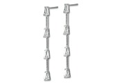 Rhodium Over Sterling Silver Polished Beaded Cubic Zirconia Post Dangle Earrings