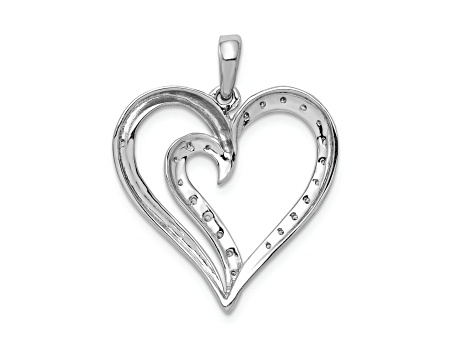 Rhodium Over 14k White Gold Diamond Heart Pendant