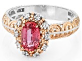 Lotus Pink Sapphire & White Zircon 18K Gold Over Palladium Sterling Silver Ring 1.97ctw
