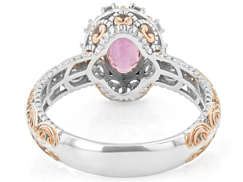 Lotus Pink Sapphire & White Zircon 18K Gold Over Palladium Sterling Silver Ring 1.97ctw