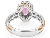 Lotus Pink Sapphire & White Zircon 18K Gold Over Palladium Sterling Silver Ring 1.97ctw
