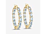 Blue Topaz 14K Gold Over Sterling Silver Hoop Earrings 5.70ctw