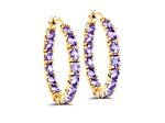 Violet Tanzanite 14K Gold Over Sterling Silver Hoop Earrings 5.10ctw