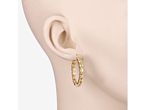 Yellow Citrine 14K Gold Over Sterling Silver Hoop Earrings 4.80ctw