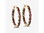 Red Garnet 14K Gold Over Sterling Silver Hoop Earrings 6.00ctw