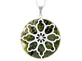 30mm Green Connemara Marble Sterling Silver Pendant with 18" chain