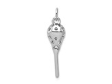 Rhodium Over 14k White Gold Textured Diamond Lacrosse Stick Pendant