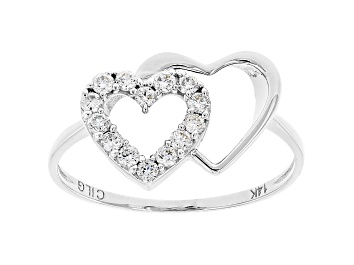 Picture of White Lab-Grown Diamond 14k White Gold Heart Ring 0.25ctw