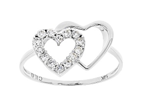 White Lab-Grown Diamond 14k White Gold Heart Ring 0.25ctw