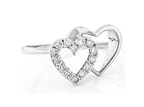 White Lab-Grown Diamond 14k White Gold Heart Ring 0.25ctw