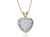 White Cubic Zirconia, 14k Gold Plated over Sterling Silver Heart Pendant Necklace