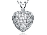 White Cubic Zirconia, 14k Gold Plated over Sterling Silver Heart Pendant Necklace