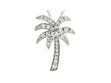 White Lab-Grown Diamond 14kt White Gold Palm Tree Pendant With Cable Chain 0.50ctw