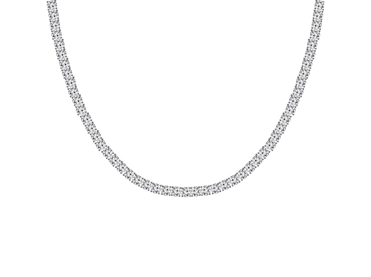 White Cubic Zirconia Platinum Over Sterling Silver Tennis Necklace