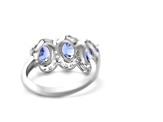 Rhodium Over Sterling Silver Oval Tanzanite and White Zircon Ring 2.39ctw