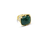 Judith Ripka 11ctw Green Chalcedony And 1.82ctw Bella Luce 14K Gold Clad Ring