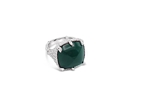 Judith Ripka 11ctw Green Chalcedony And 1.82ctw Bella Luce Rhodium Over Sterling Silver Ring