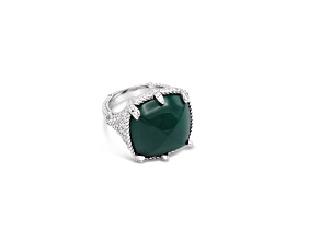 Judith Ripka 11ctw Green Chalcedony And 1.82ctw Bella Luce Rhodium Over Sterling Silver Ring