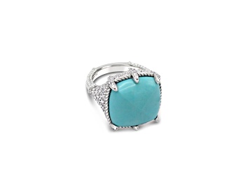 Picture of Judith Ripka 12ctw Turqouise And 1.82ctw Bella Luce Rhodium Over Sterling Silver Ring
