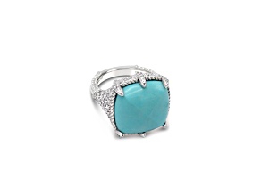 Judith Ripka 12ctw Turqouise And 1.82ctw Bella Luce Rhodium Over Sterling Silver Ring