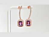 Amethyst and CZ 3.19 Ctw Octagon 18K Rose Gold Over Sterling Silver Dangle Earrings