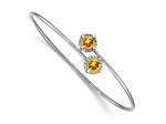 Rhodium Over 14k White Gold Citrine and Diamond Flexible Bangle