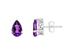 8x5mm Pear Shape Amethyst Rhodium Over Sterling Silver Stud Earrings