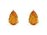 8x5mm Pear Shape Citrine Rhodium Over Sterling Silver Stud Earrings