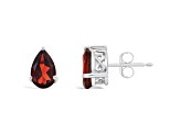 8x5mm Pear Shape Garnet Rhodium Over Sterling Silver Stud Earrings