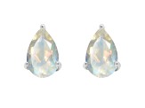 8x5mm Pear Shape Moonstone Rhodium Over Sterling Silver Stud Earrings