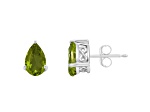 8x5mm Pear Shape Peridot Rhodium Over Sterling Silver Stud Earrings